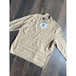 Anne Klein Petite Coffee Cream Mock Neck Textured Knit Top‎ PXL NWT!